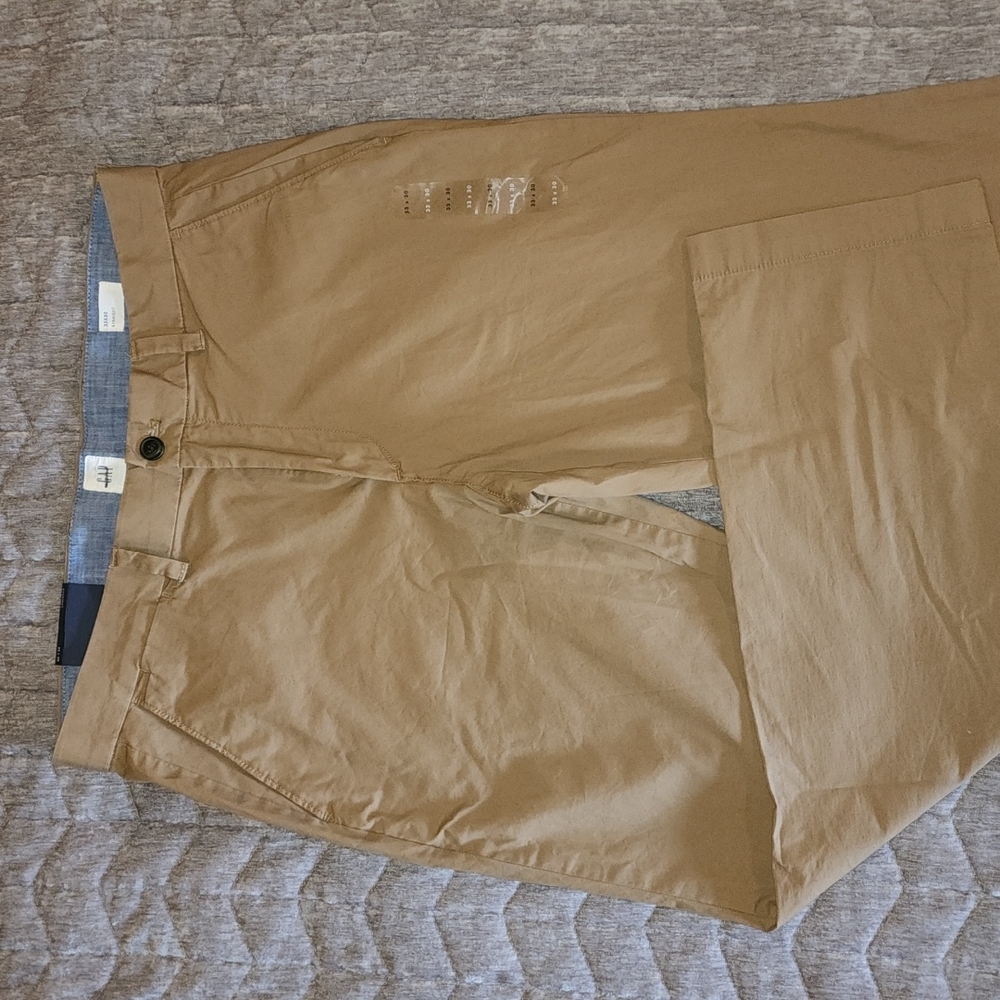Tan Straight Leg Mid-Rise Pants